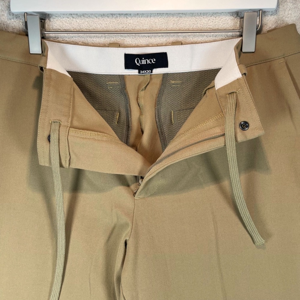 quince ultra-stretch 24/7 smart chinos khaki 34x30 golf moisture wicking comfort - Picture 3 of 10